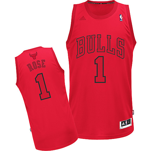  NBA Chicago Bulls 1 Derrick Rose Big Color Fashion Swingman Christmas Day Red Jerseys
